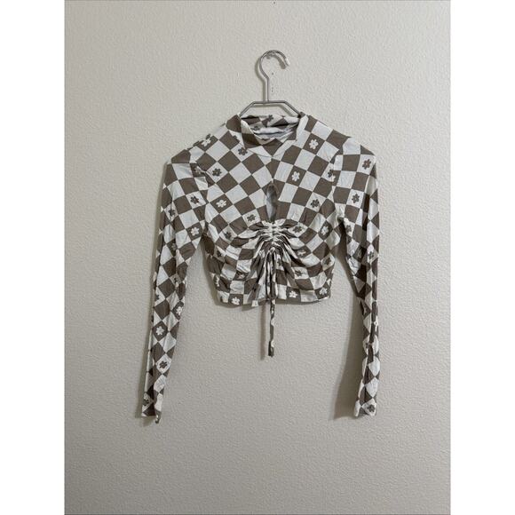 Pac Cares, Multicolor Crop Top, Long Sleeve, Small - Picture 1 of 4